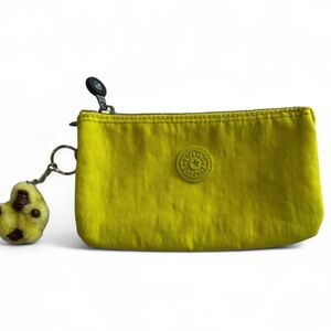 Kipling AC2084 Creativity Large Accessory Pouch Neon Green Yellow 2 zipper